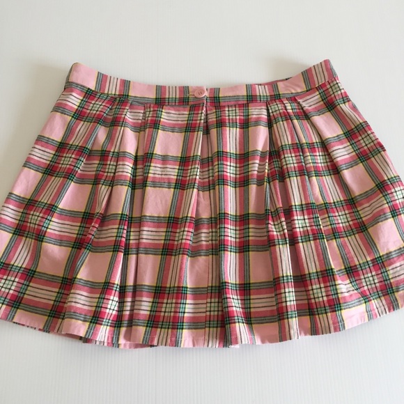 DANGERFIELD 18 plus size womens pleated plaid mini skirt pink green tartan curvy - Picture 9 of 16